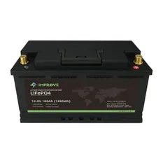 Improve Lithium 12V LiFePO4 batteri 100Ah med 100A BMS, DIN poler