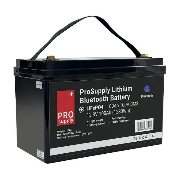 ProSupply Lithium Bluetooth LiFePO4 batteri 12V 100Ah 100A BMS