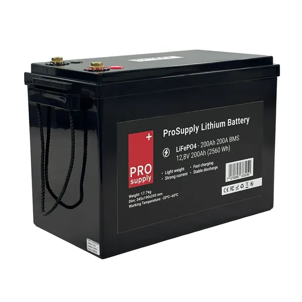 ProSupply Lithium LiFePO4 batteri 12V 200Ah 200A BMS