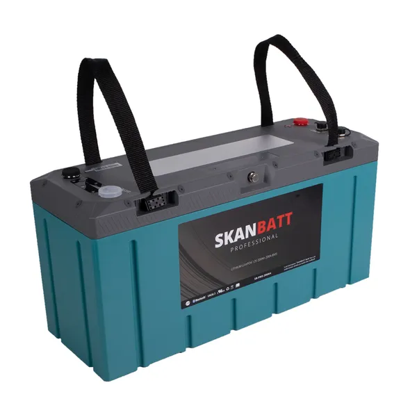 Skanbatt Lithium Professional 12V LiFePO4 batteri 200Ah 200A BMS. Bluetooth, Heat, IP67.