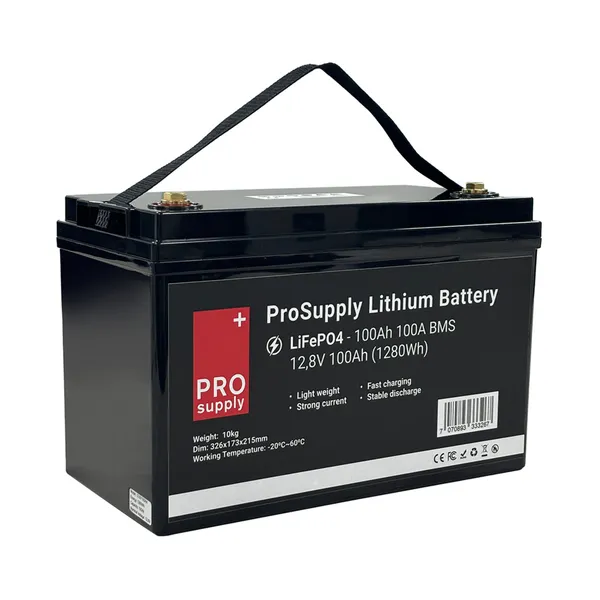 ProSupply Lithium LiFePO4 12V batteri 100Ah 100A BMS
